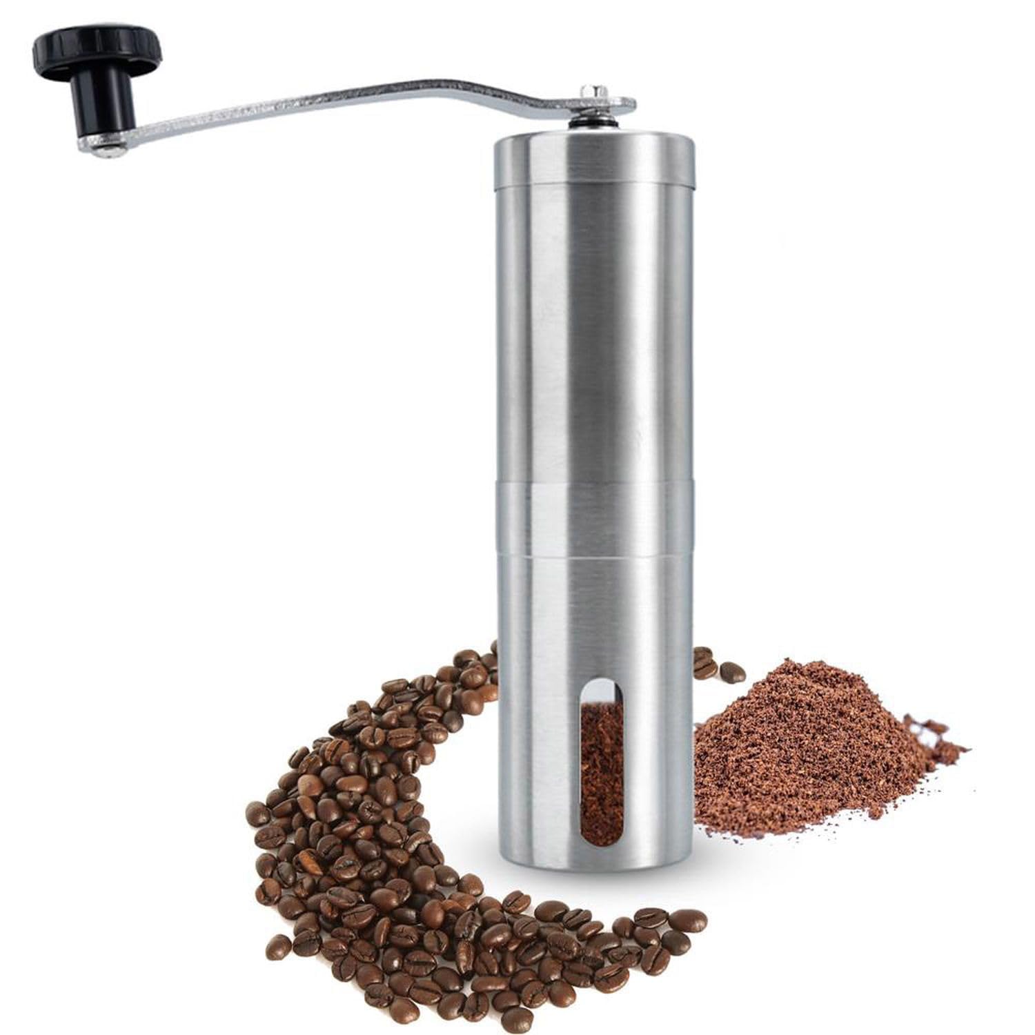 Intirilife Kaffeemühle manuell Edelstahl Silber 120 ml