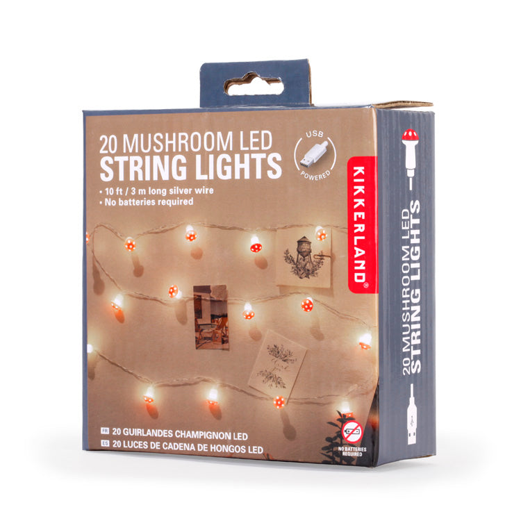 Kikkerland Home Mushroom String Lights Pilz Lichterkette USB
