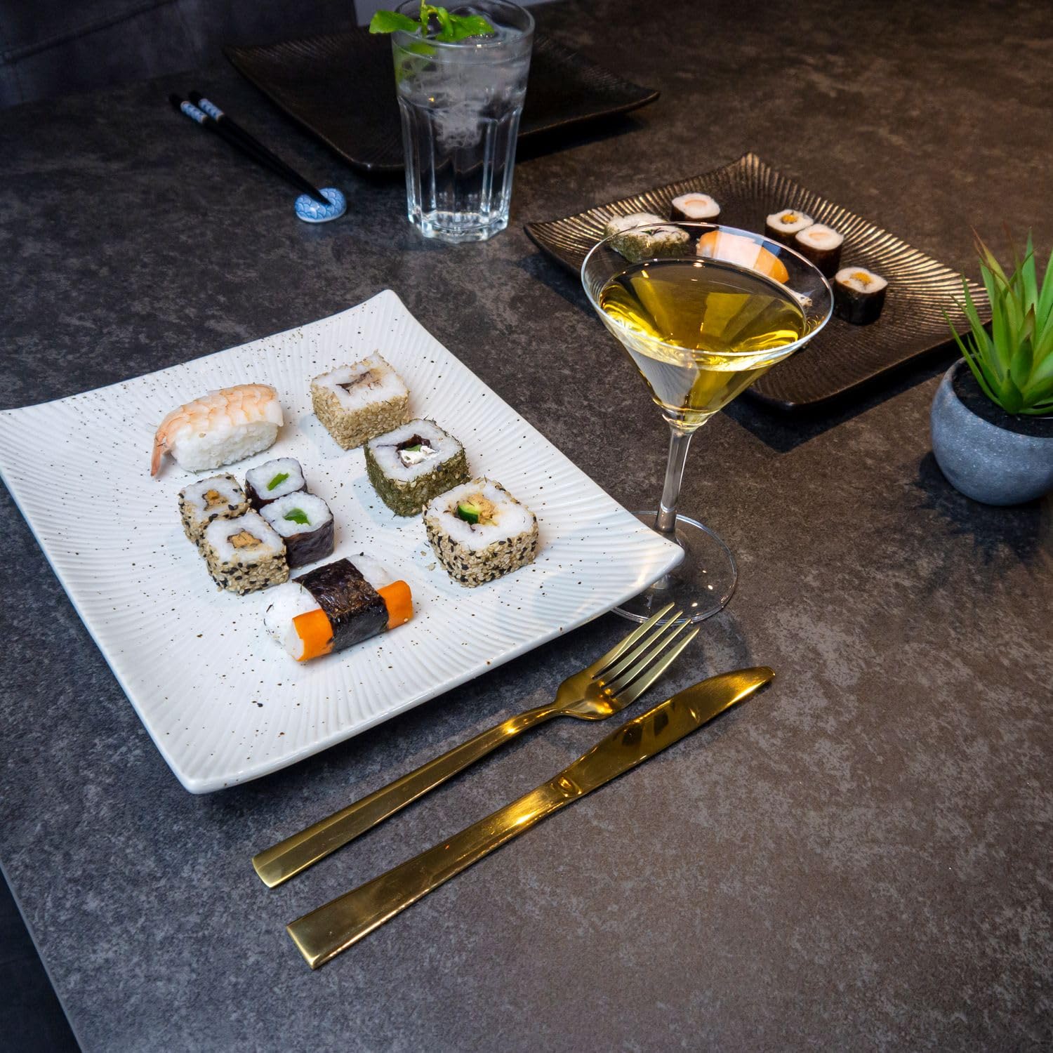 Intirilife Sushi Platte Weiß Porzellan 26 cm 1 Teller
