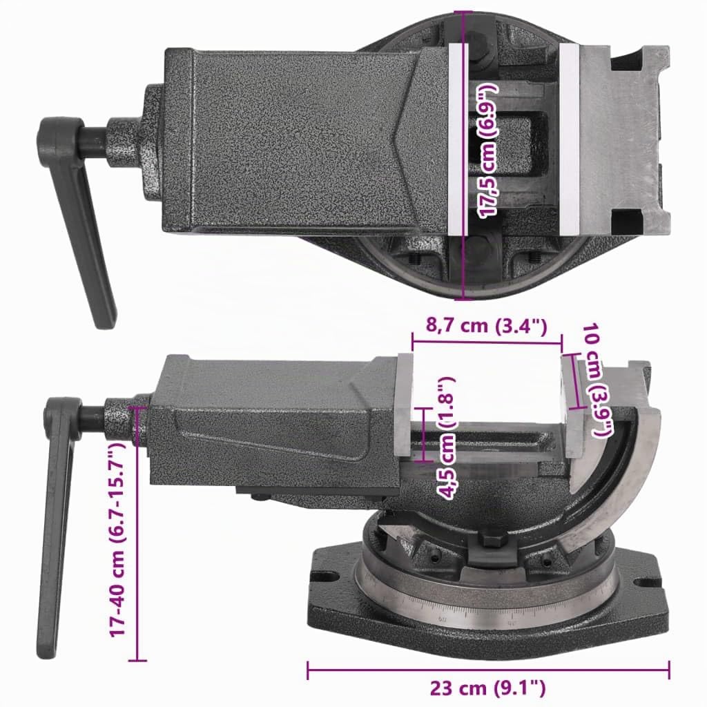 vidaXL Schraubstock 100 mm Gusseisen drehbar kippbar