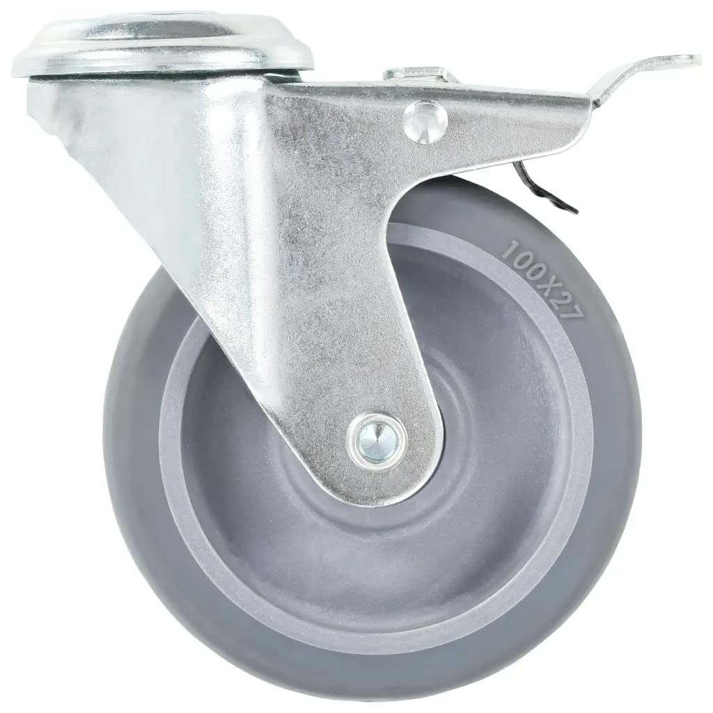 vidaXL 12x Lenkrollen 100 mm Schwerlastrollen 60 kg mit Bremse