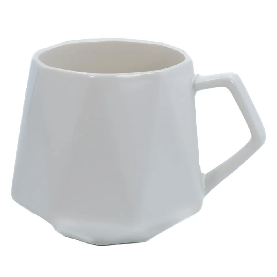 Intirilife Kaffeetasse Feinschliff Weiß 350 ml Becher mit Henkel