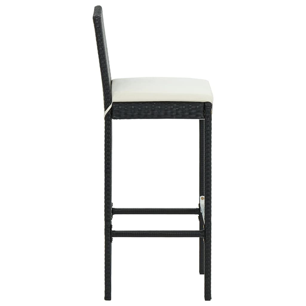 vidaXL Gartenbar-Set 3-tlg. Poly Rattan Schwarz mit Kissen