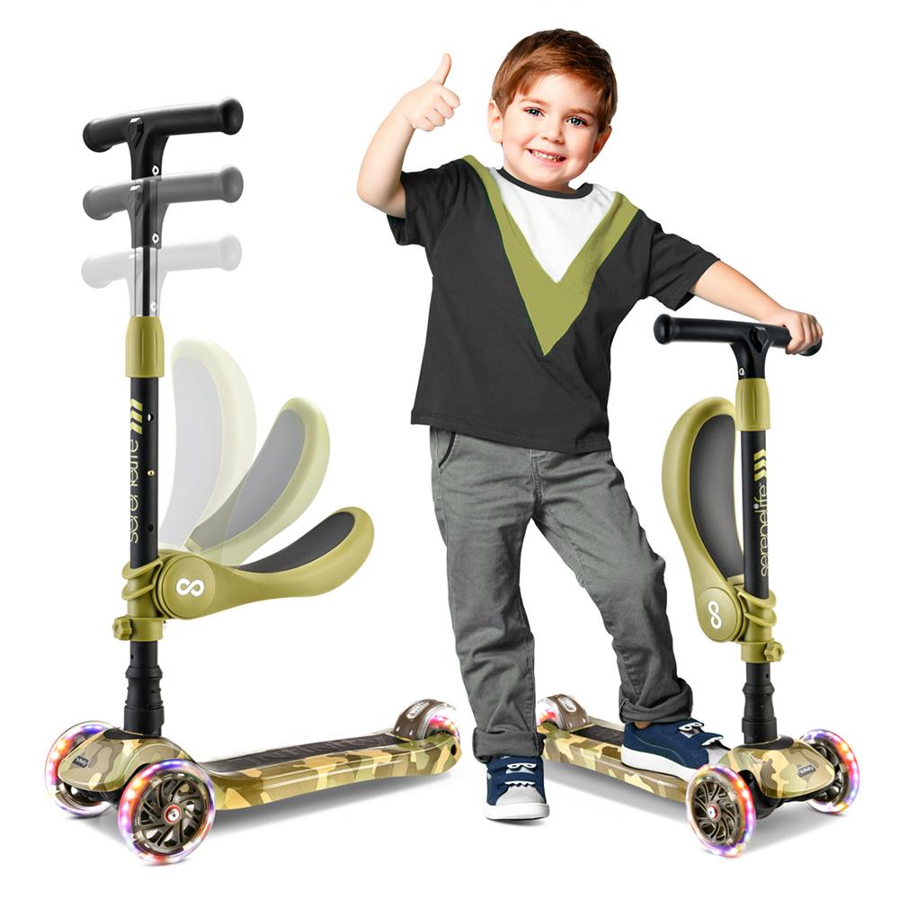 Serenelife Kinder Scooter 3-Räder LED Sitz Klappbar