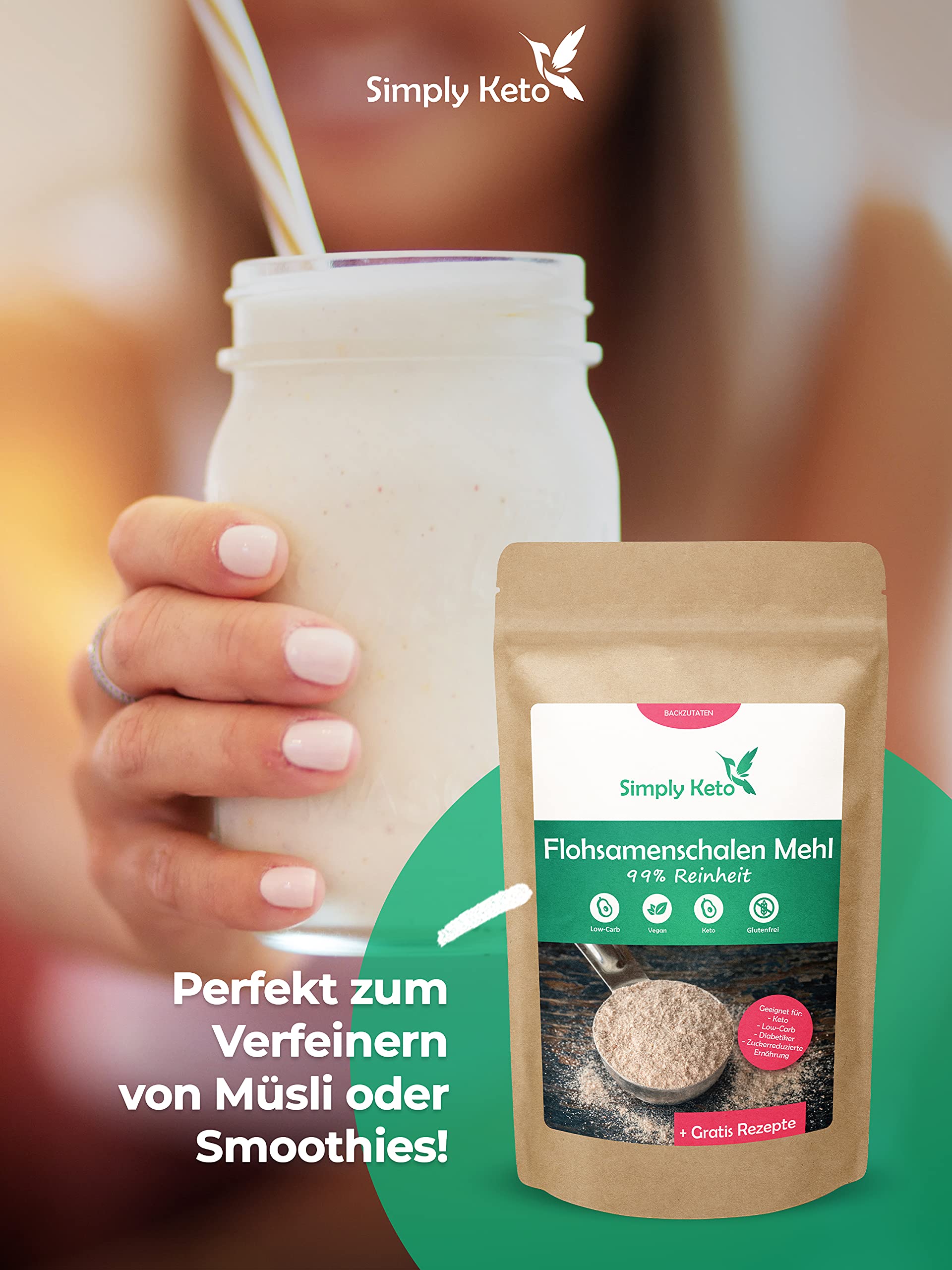 Keto Flohsamenschalen gemahlen 500 g glutenfrei