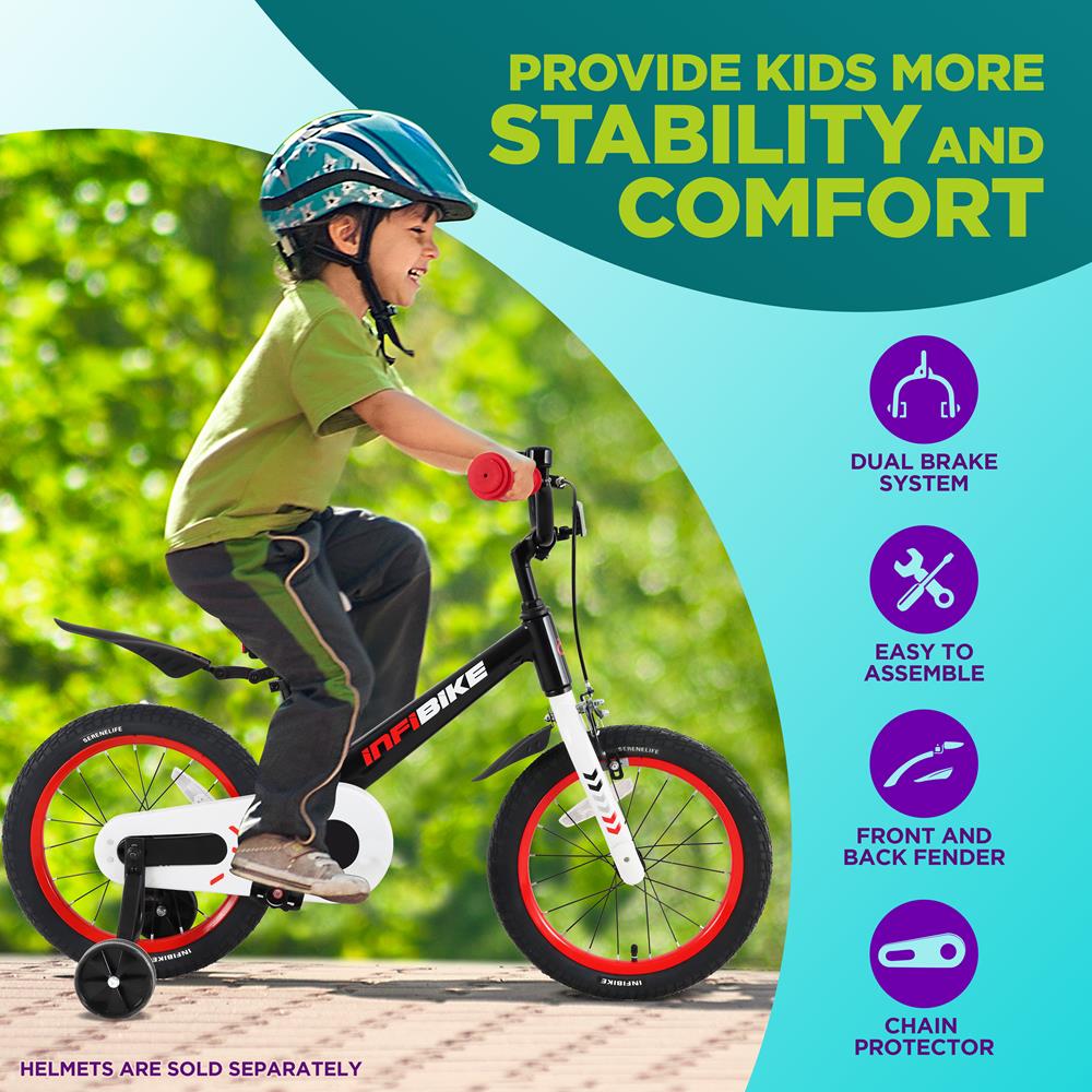 Serenelife Bicycle 16" Kinderfahrrad 16 Zoll mit Stützrädern