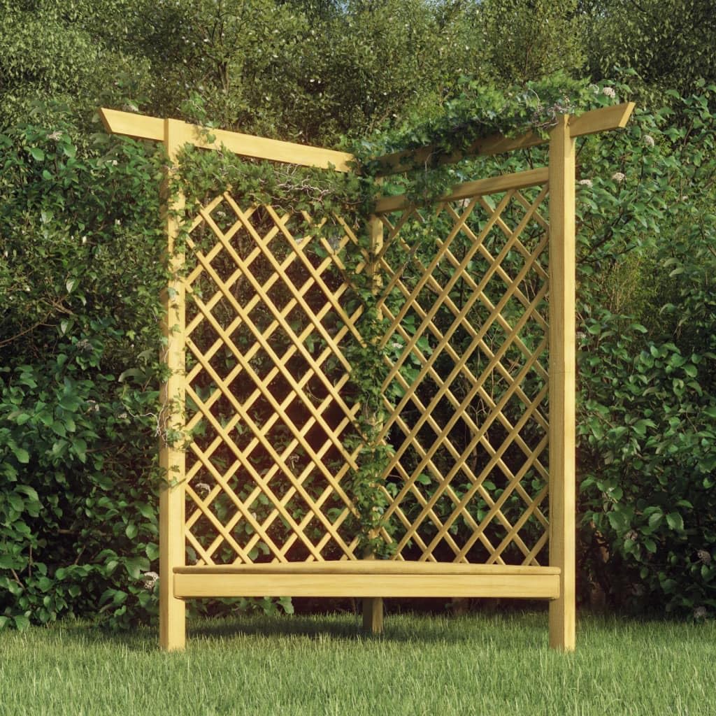 vidaXL Heim & Garten Eckpergola Kiefer Imprägniert mit Bank 166cm