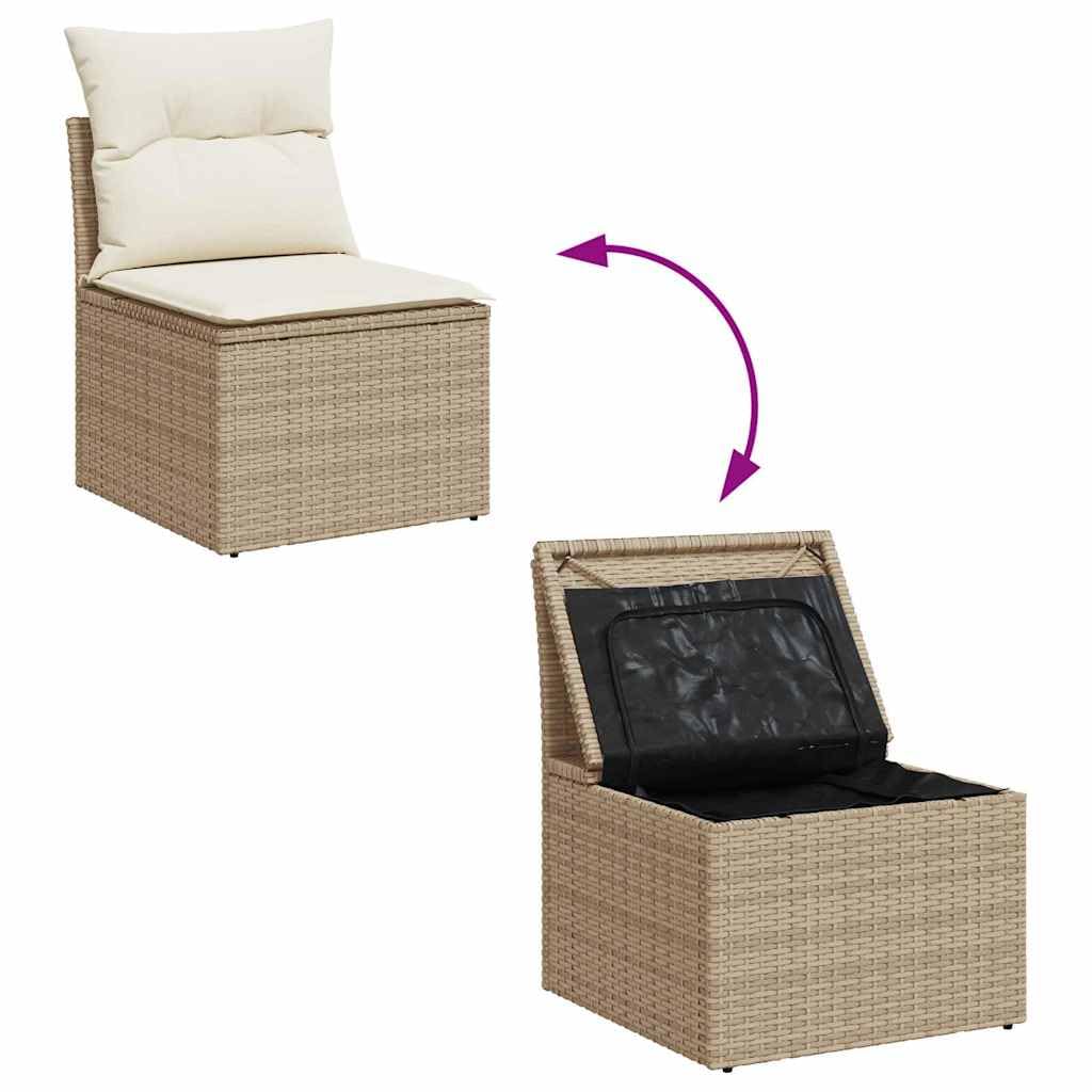 vidaXL Heim & Garten Garten-Sofagarnitur Beige Rattan 6-TLG. Tisch