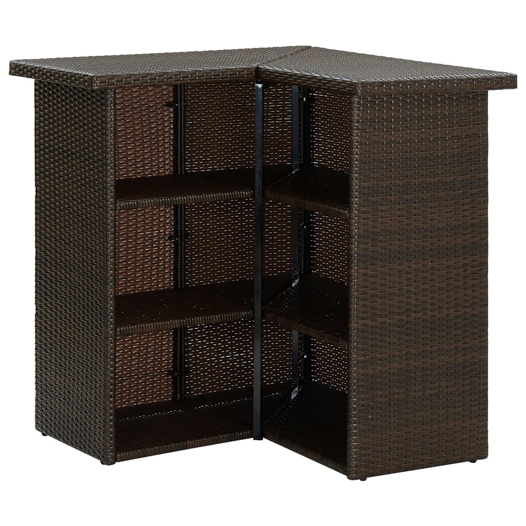 vidaXL Heim & Garten Gartenbar-Set Poly Rattan Braun 16-tlg mit Kissen