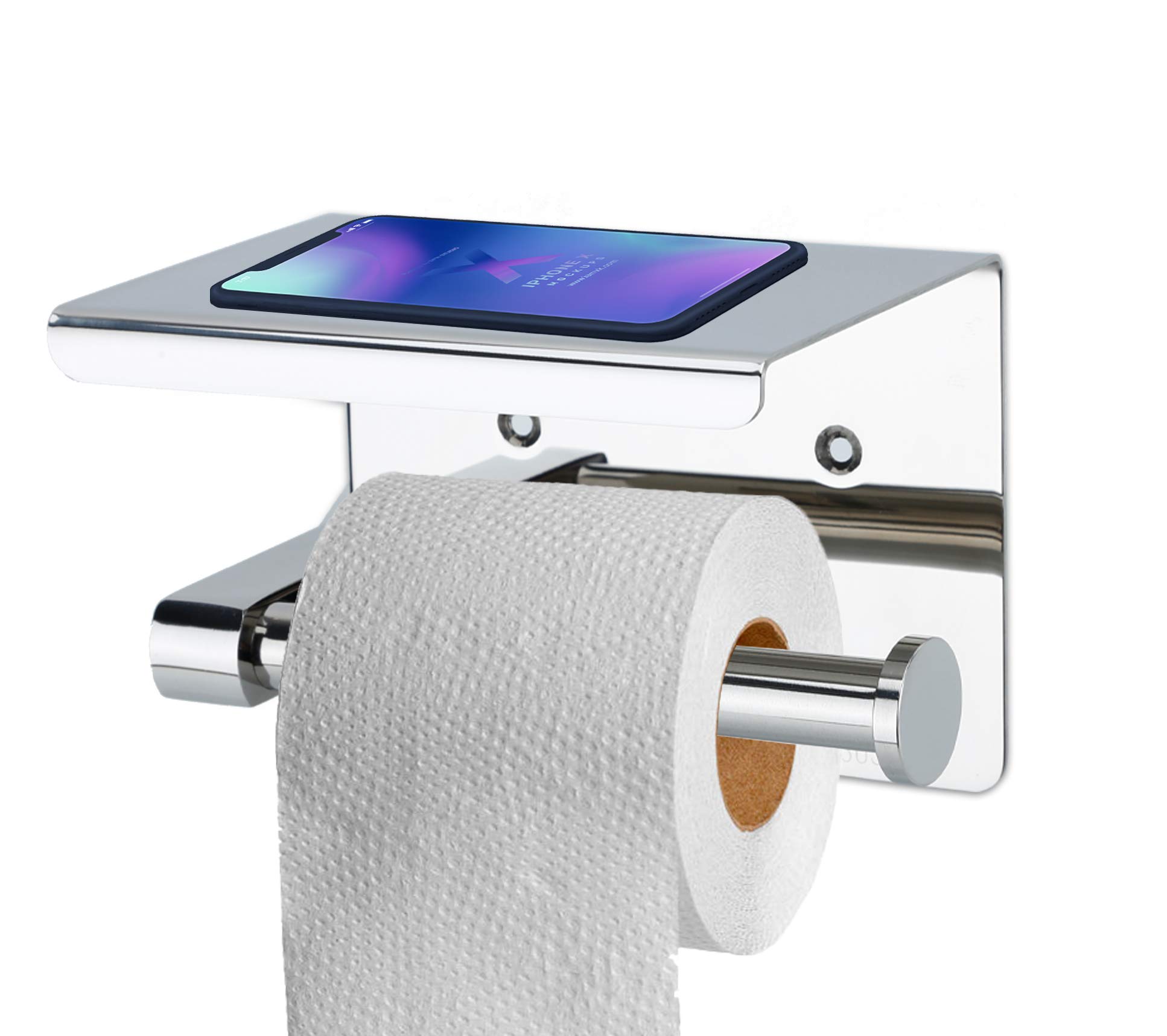 Intirilife Toilettenpapierhalter Ablage Silber Edelstahl 16cm