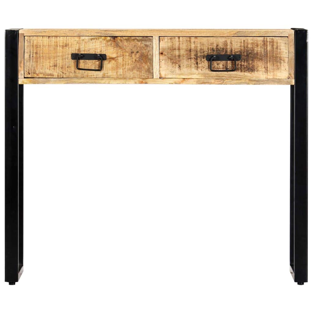 vidaXL Mangoholz Konsolentisch 90x30x75cm 2 Schubladen Massiv