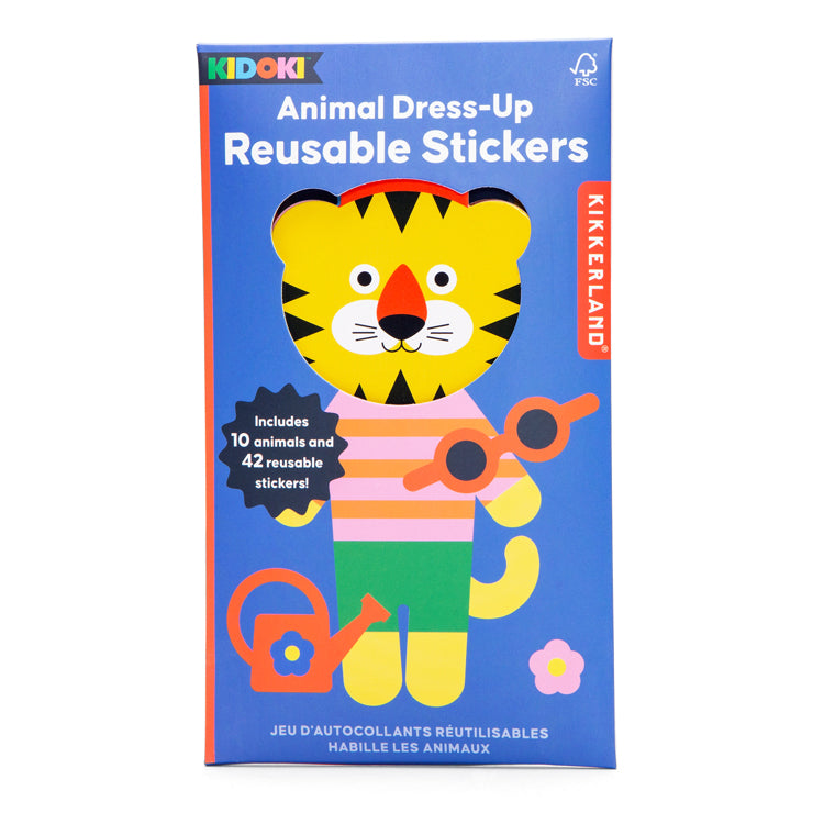 Kikkerland Kidoki Tier Ankleide Sticker wiederverwendbar 6 Bögen