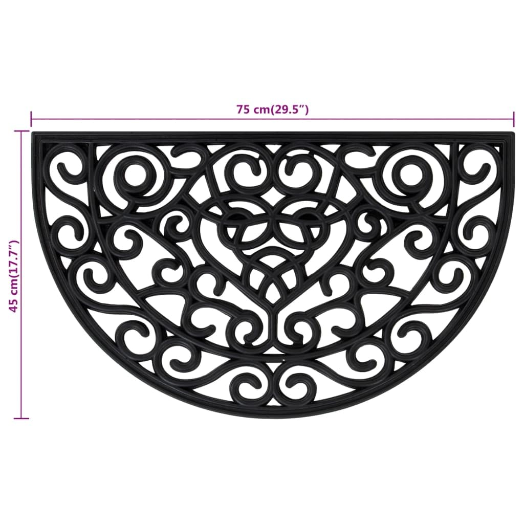 vidaXL Heim & Garten Fußmatte Halbrund 45x75 cm Gummi Drainage