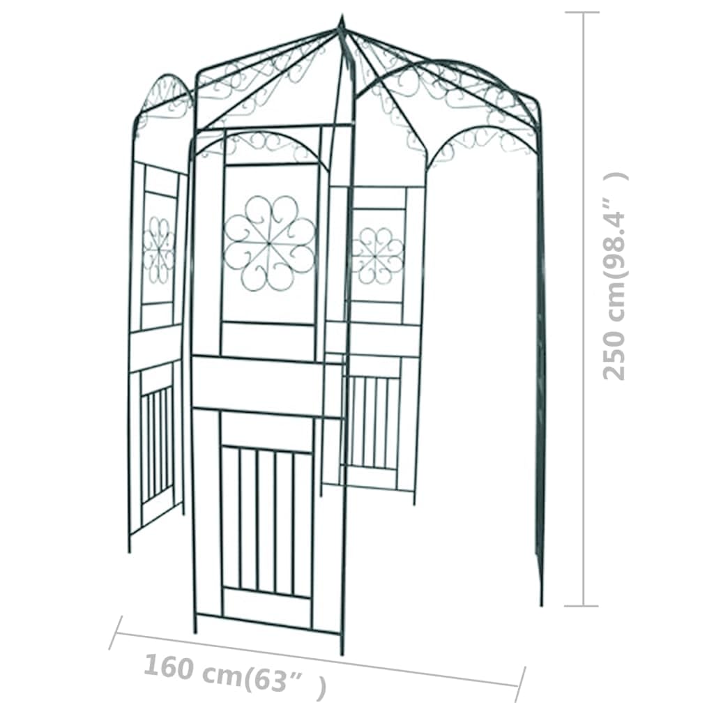 vidaXL Rosenpavillon 250 cm Schmiedeeisen dunkelgrün Rankhilfe
