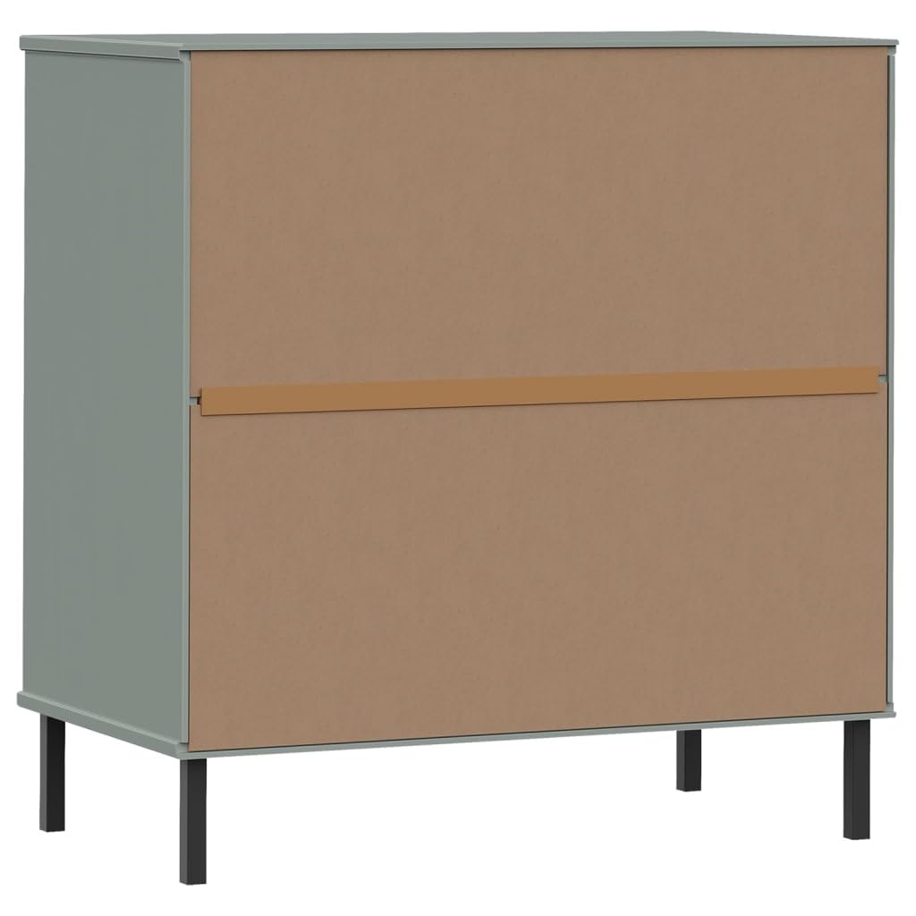 vidaXL Sideboard Grau 77x40x79,5 cm Massivholz Kommode 3 Schubladen