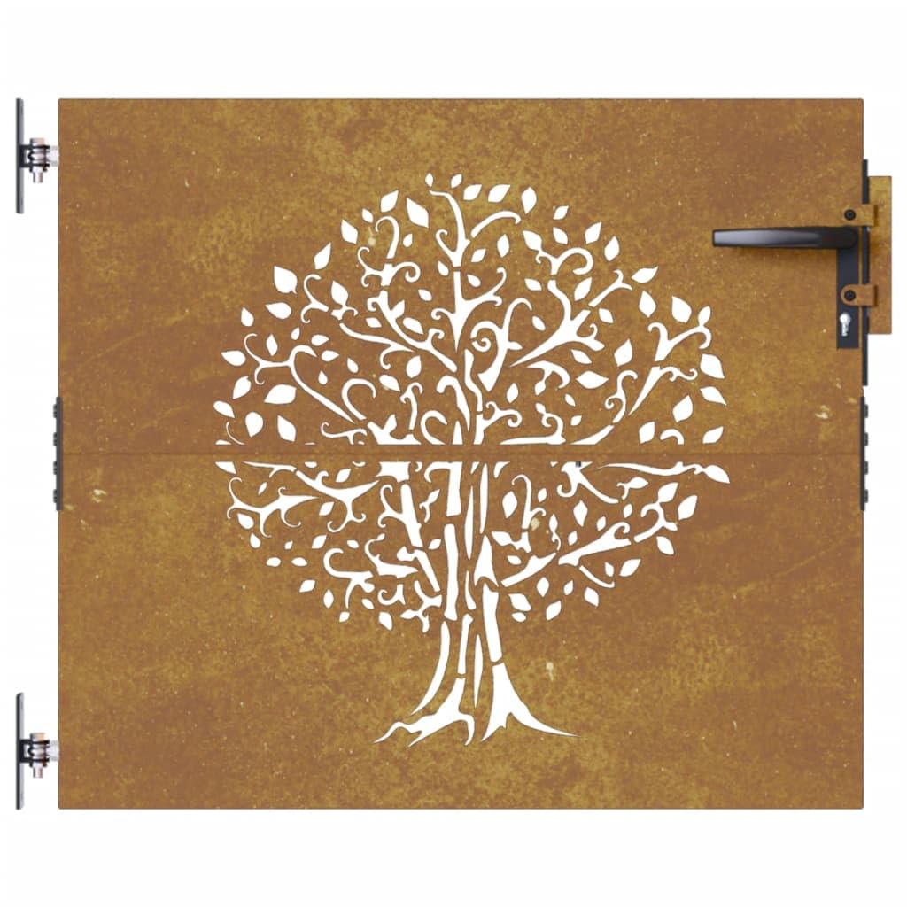 vidaXL Heim & Garten Gartentor Cortenstahl 85x100 cm Baum-Design