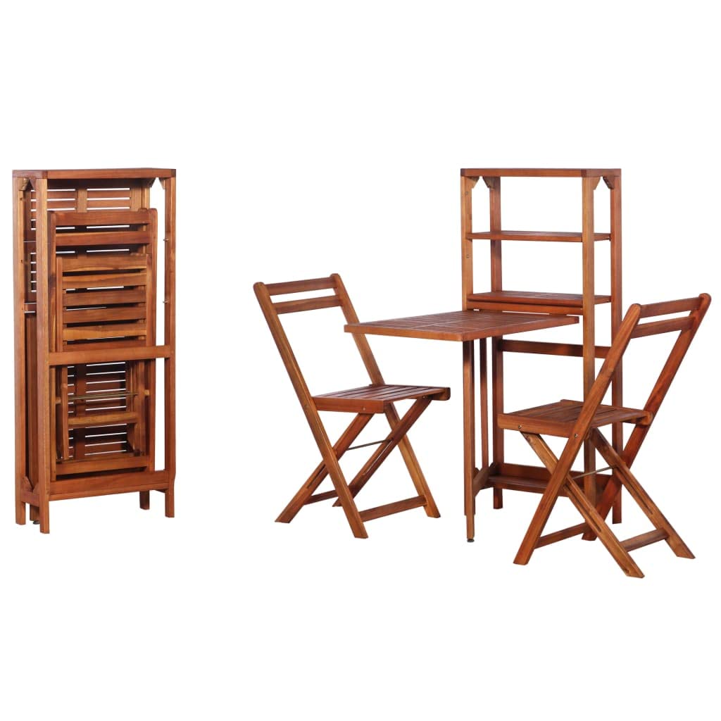 vidaXL Heim & Garten Bistro-Set Akazie 3-tlg klappbar Balkonset
