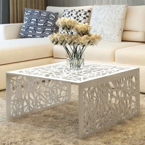 vidaXL Möbel Couchtisch Aluminium silbern 69x69x35 cm Lochmuster