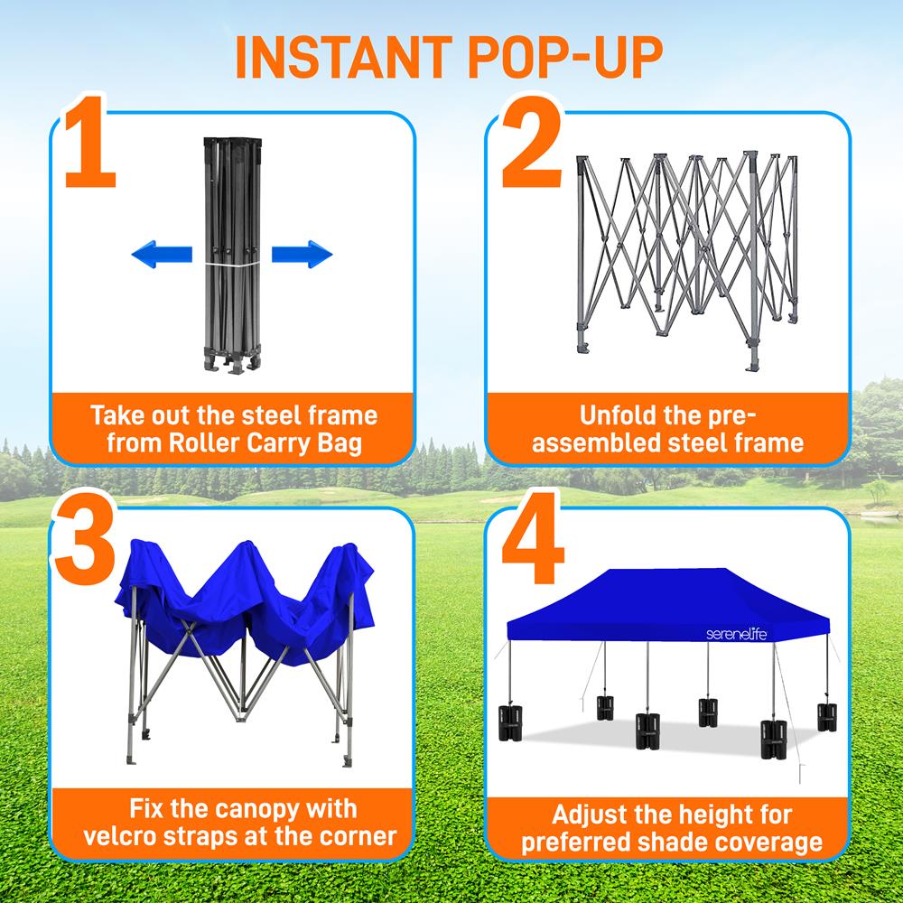 SereneLife Faltpavillon 3x6m wasserdicht UV50+ Blau