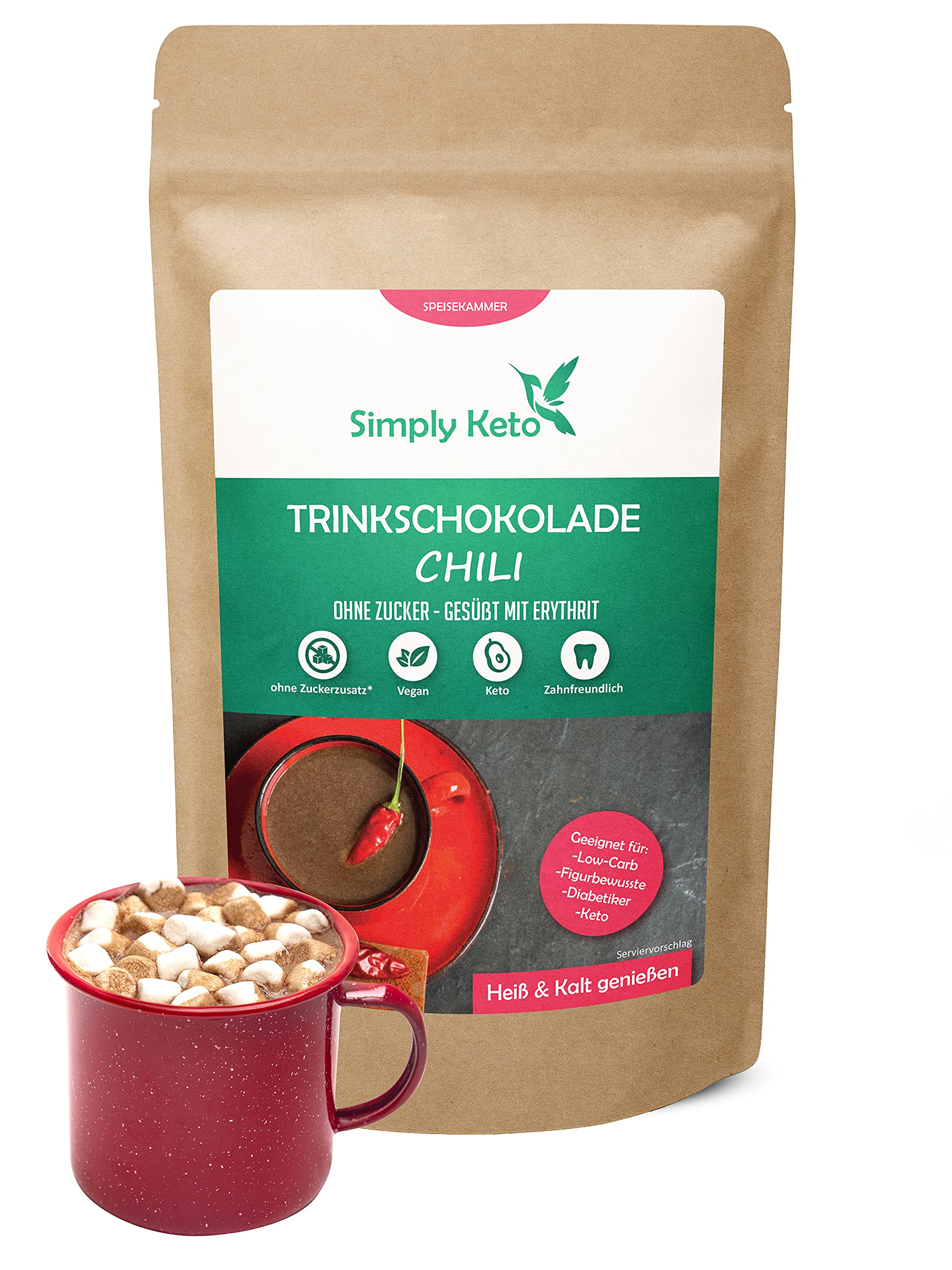 Simply Keto Trinkschokolade Chili 180 g Kakaopulver zuckerfrei
