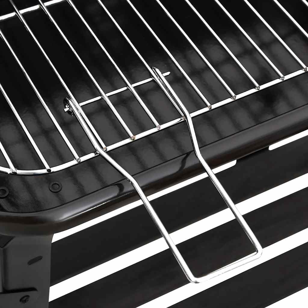 vidaXL Holzkohlegrill mit Rädern Schwarz Stahl höhenverstellbar