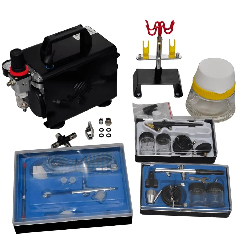 vidaXL Profi Airbrush Komplett-Set mit 3 Pistolen ölfrei