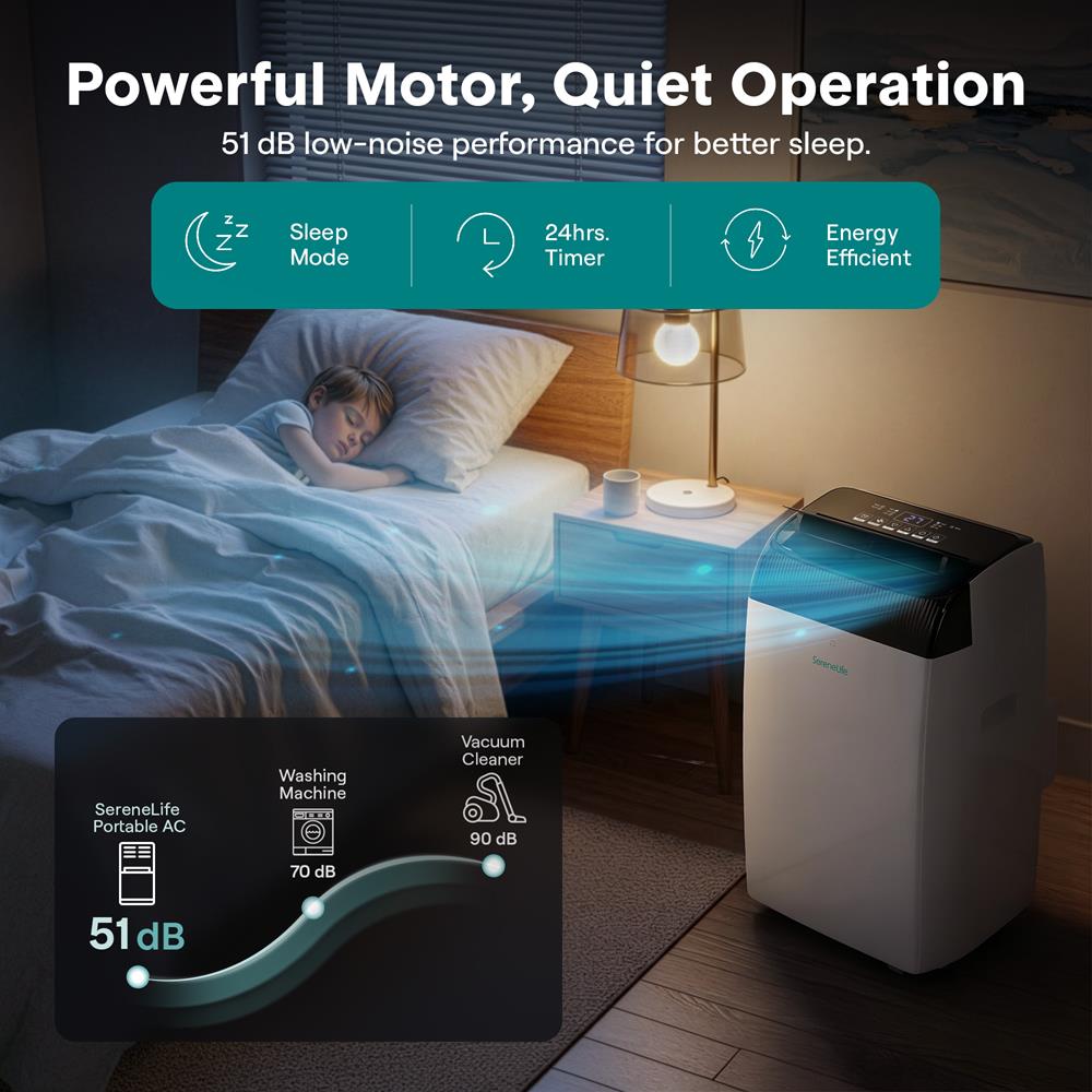 Serenelife Portable AC Mobile Klimaanlage 12000 BTU Weiß Heizen