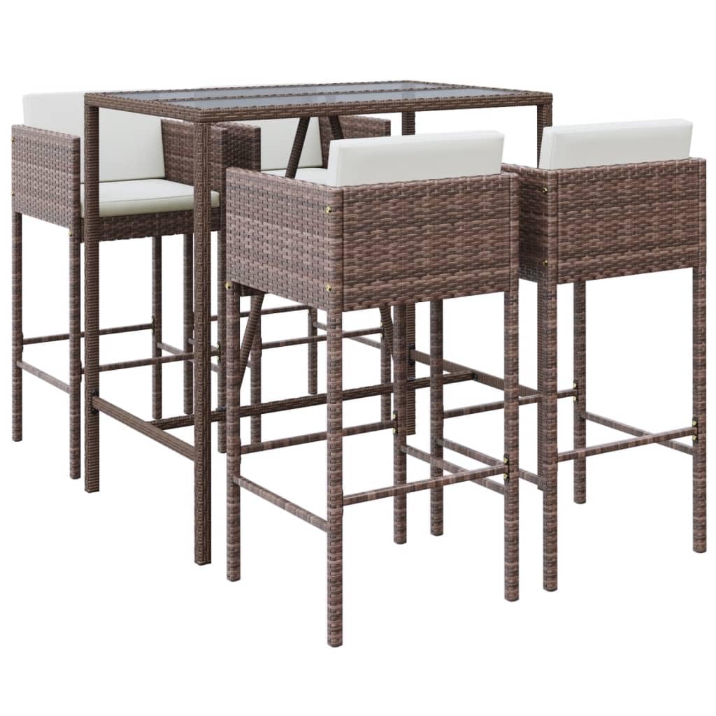 vidaXL Heim & Garten 5-tlg. Gartenbar-Set Braun Poly Rattan
