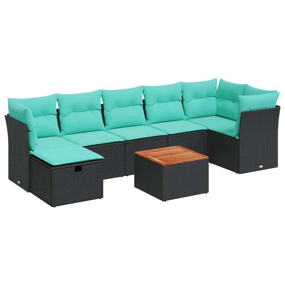vidaXL Heim & Garten 8-tlg Garten-Sofagarnitur Schwarz Poly Rattan