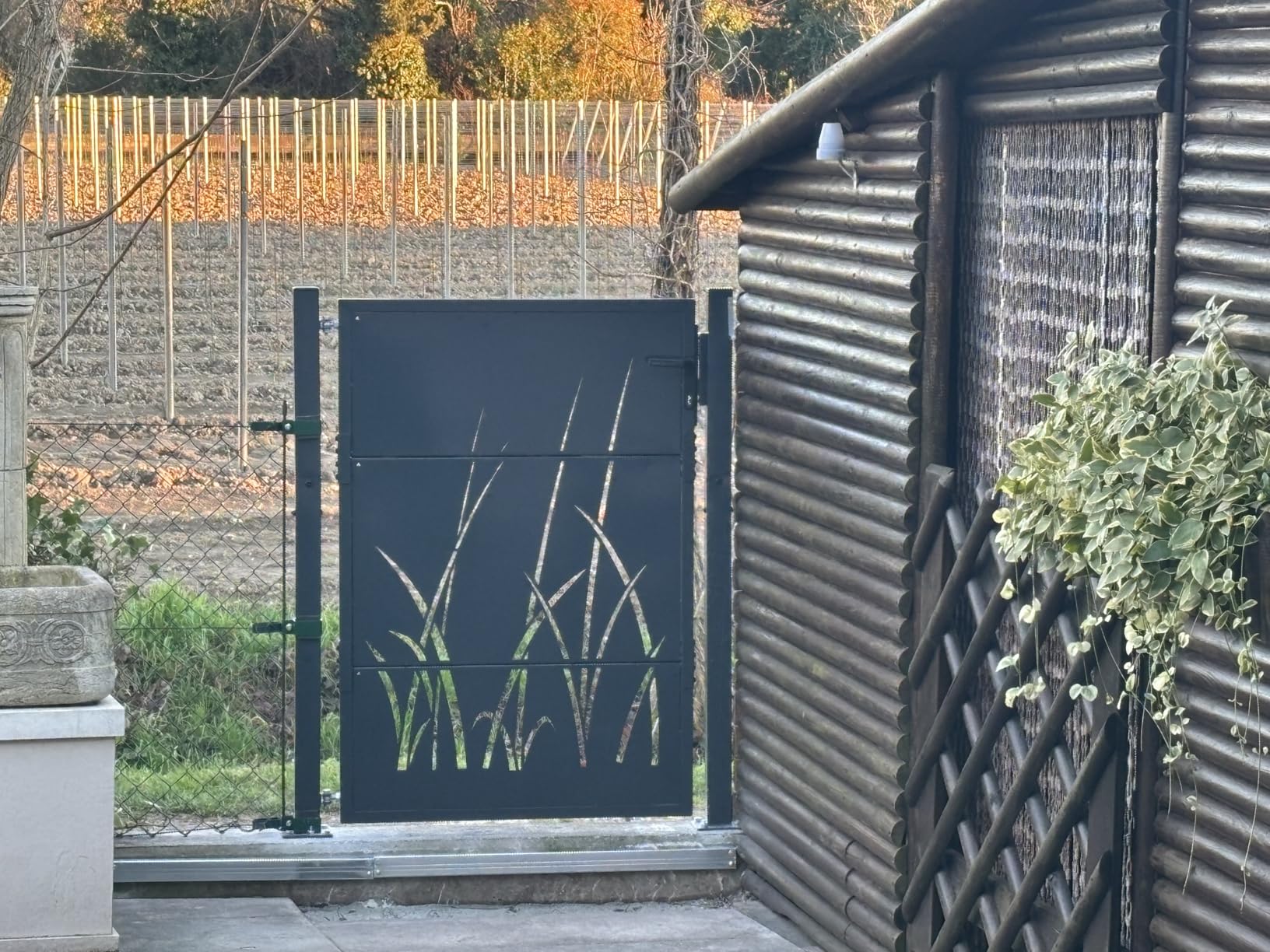 vidaXL Gartentor Anthrazit Stahl Gras-Design 100x125cm
