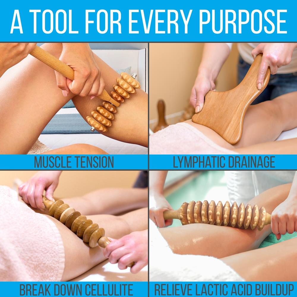 Serenelife Massage 5tlg Holz Massage Set Natur