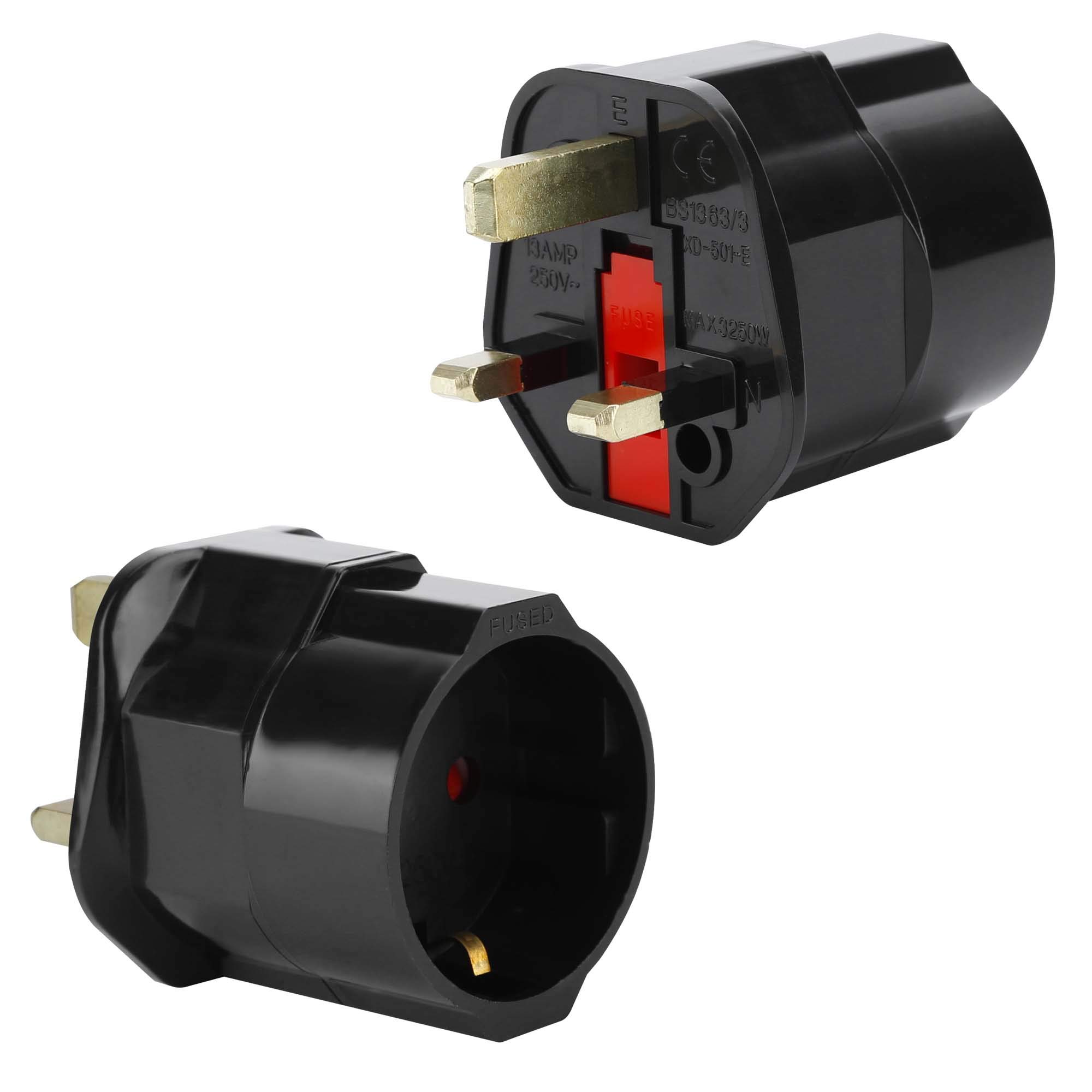 Intirilife Reiseadapter UK auf EU Stecker schwarz 4er Set