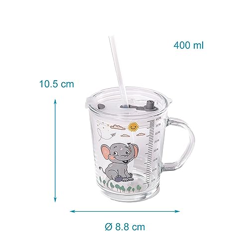Intirilife Küche Kinder Trinkbecher Elefant 400 ml transparent