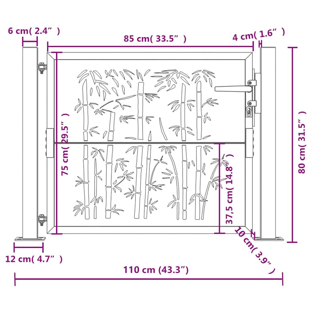 vidaXL Gartentor Bambus-Design 100x75 cm Anthrazit