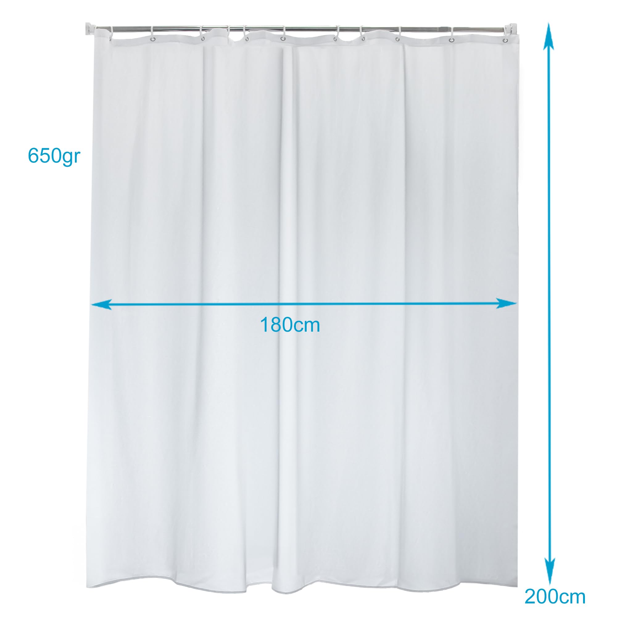 Intirilife Duschvorhang Textil Weiß 180x200 cm waschbar