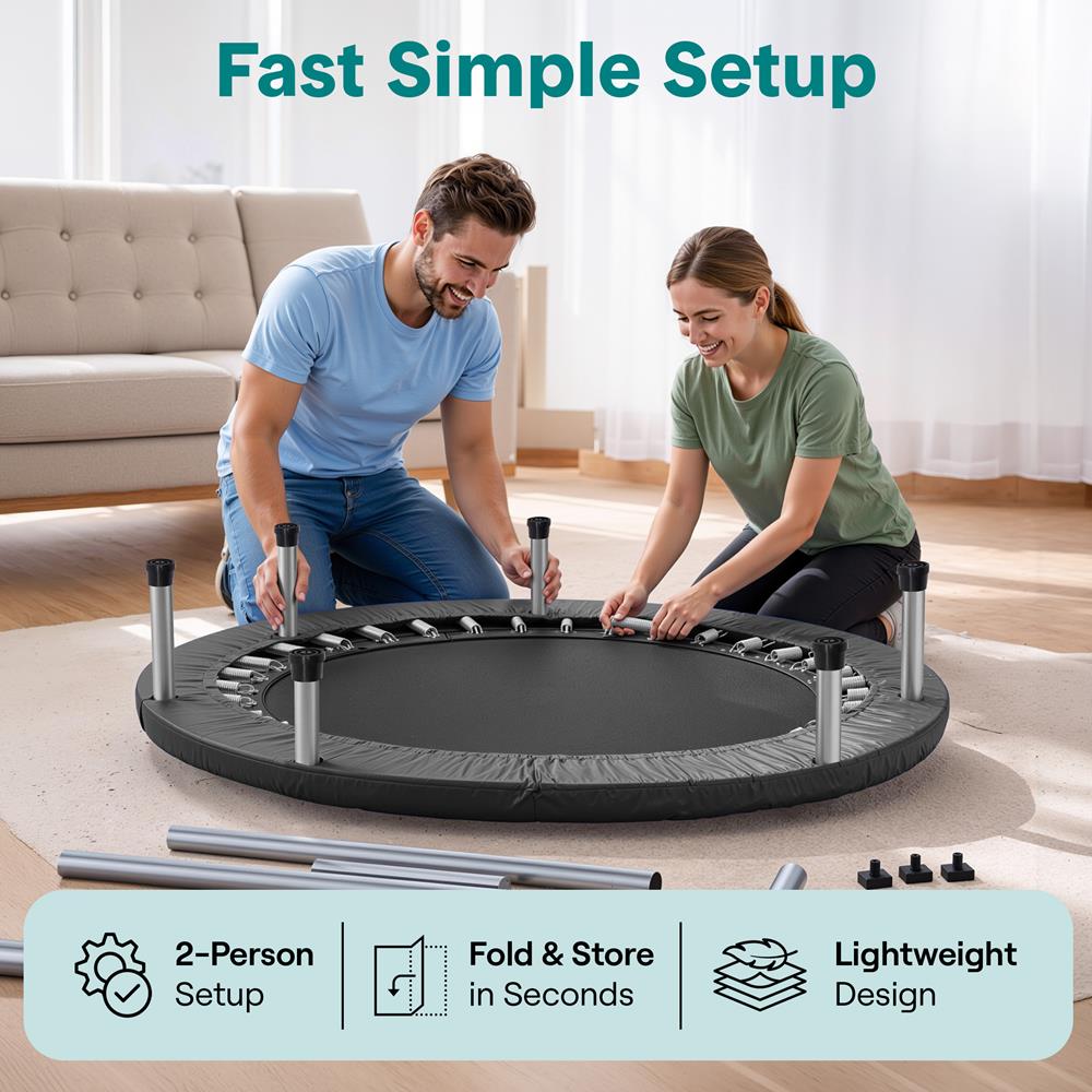 Serenelife Fitness Trampolin 100 cm klappbar mit Haltestange bis 100 kg