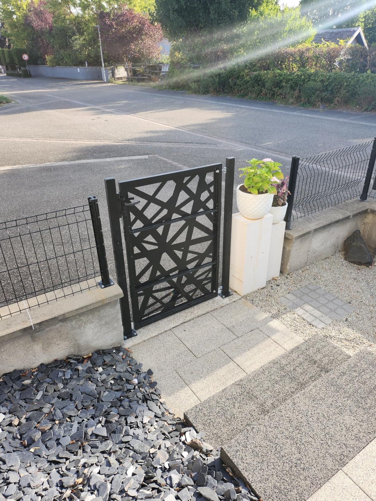 vidaXL Gartentor Stahltor 100x125cm Schwarz abschließbar