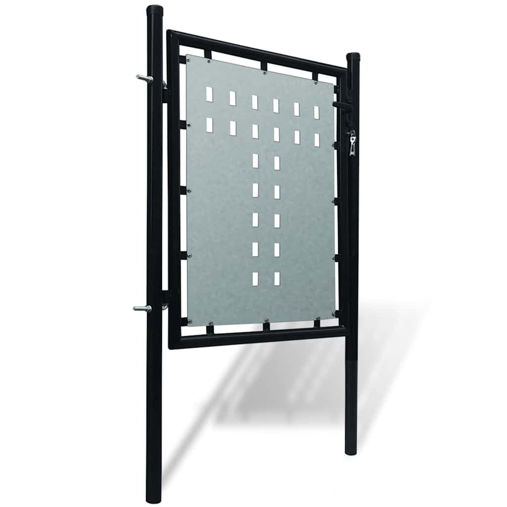 vidaXL Heim & Garten Einzeltor Stahl Schwarz 100x75 cm Schloss