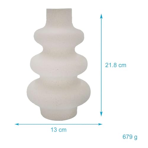 Intirilife Spiralvase Keramikvase Creme Weiß 13x21,8 cm matt