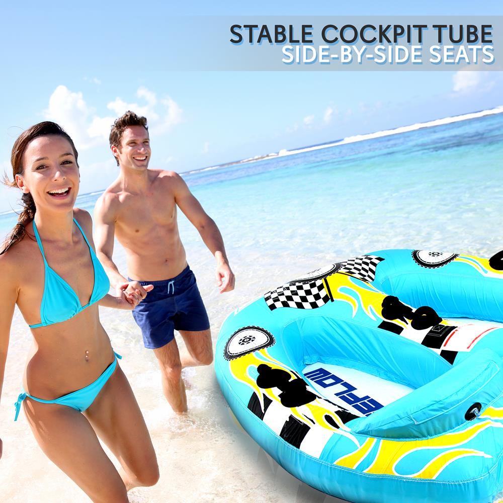 Serenelife Pool Set Towable Tube 2 Personen Blau PVC