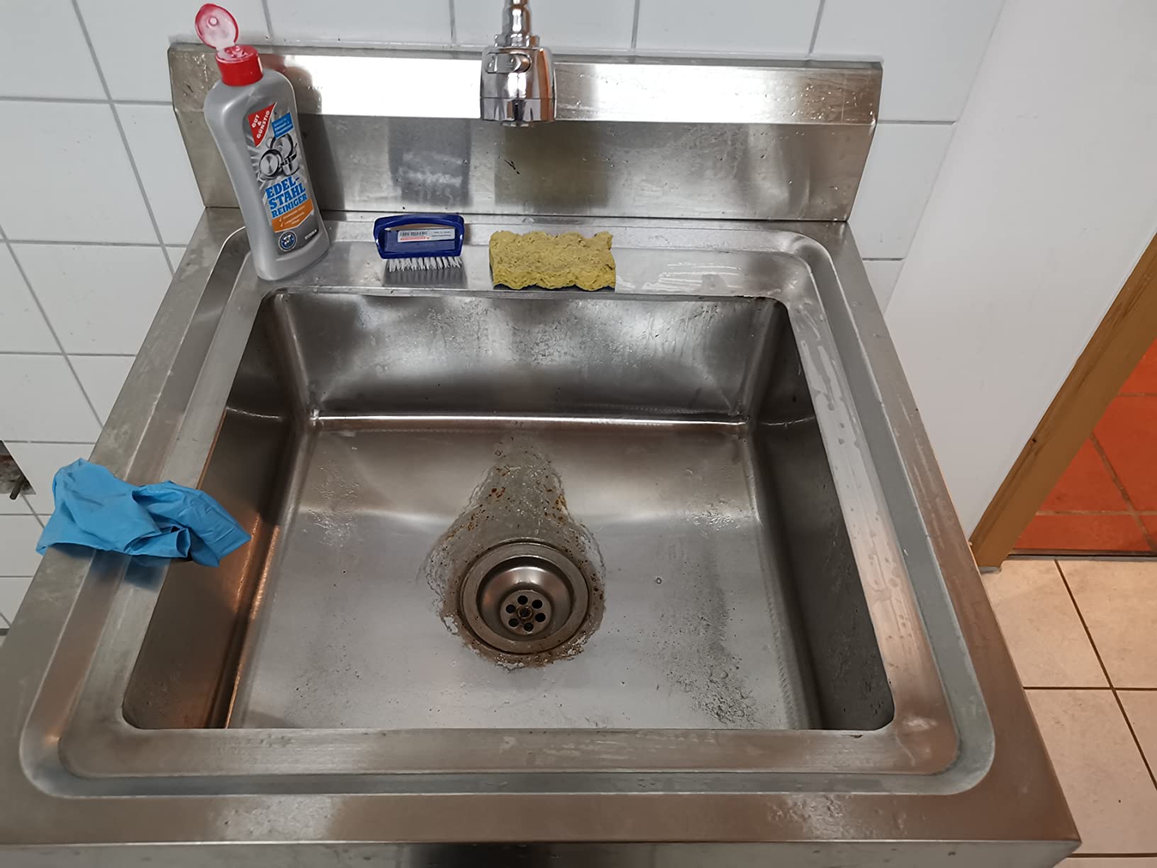 vidaXL Küchenspüle Einzelbecken Edelstahl mit Backsplash