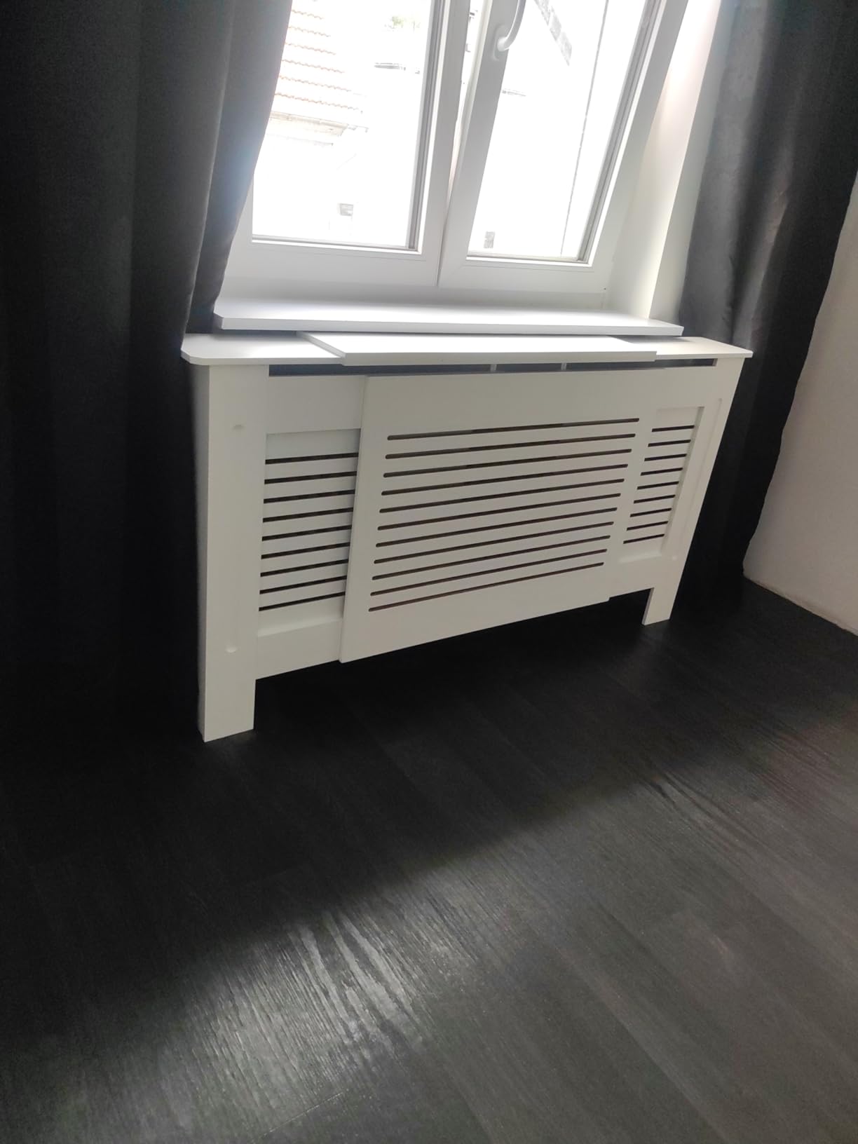 vidaXL Heimwerkerbedarf Heizkörperabdeckung 112 cm Weiß MDF