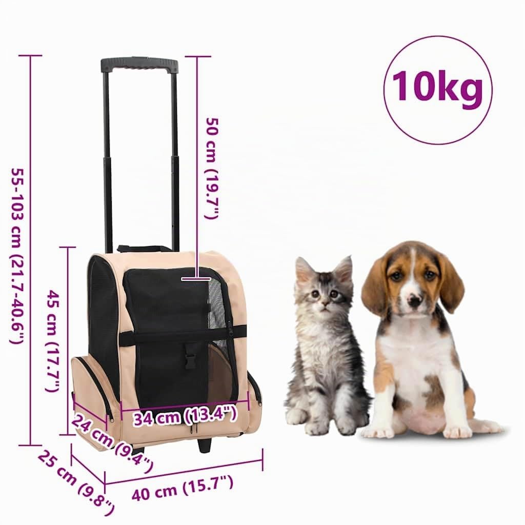 vidaXL Hundetrolley Transporttasche Sandfarbe Faltbar Rucksack