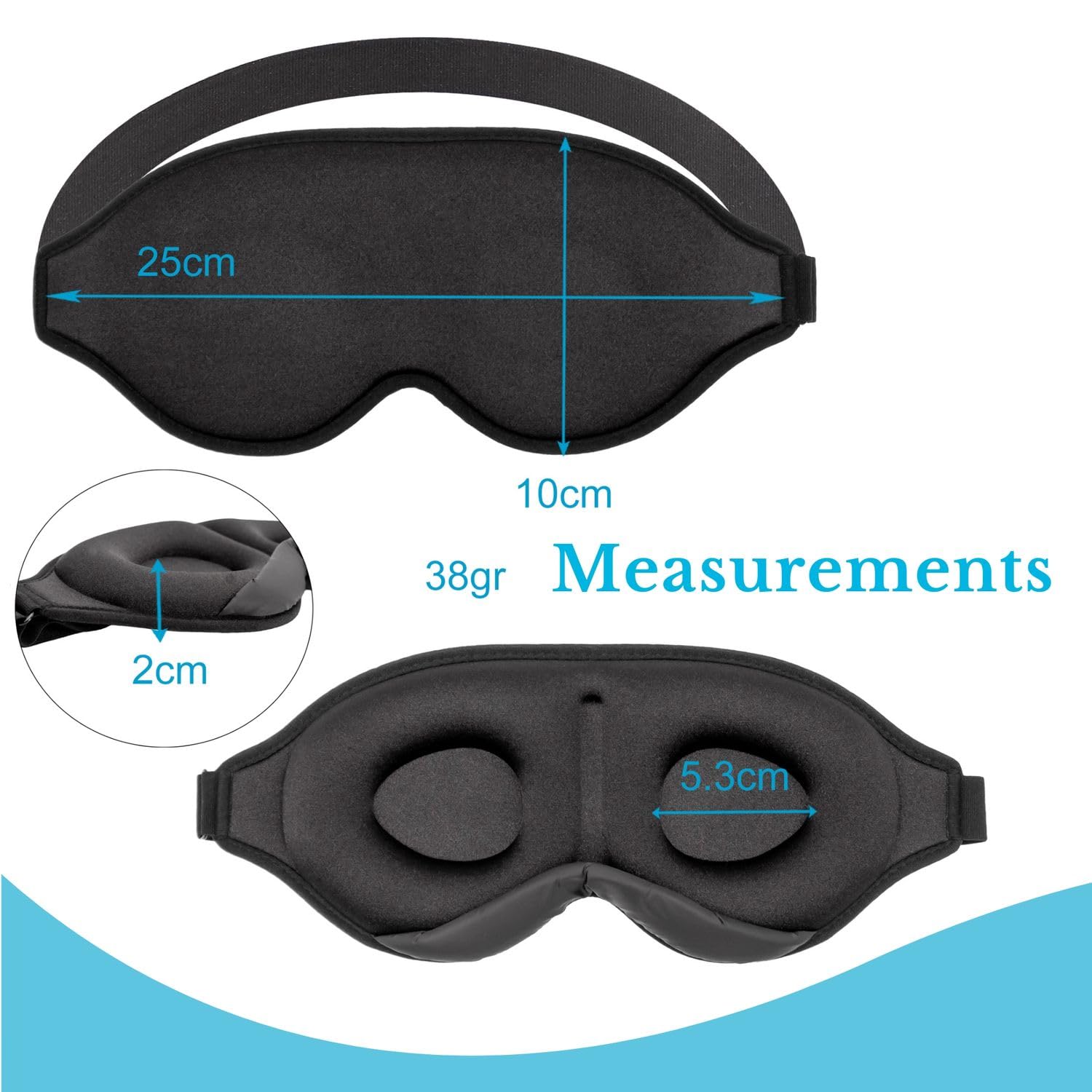 Intirilife Reise Schlafmaske Schwarz 3D Memory Foam