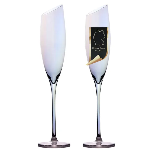 Intirilife Champagnerglas Regenbogen 150 ml 2er-Set Kristallglas