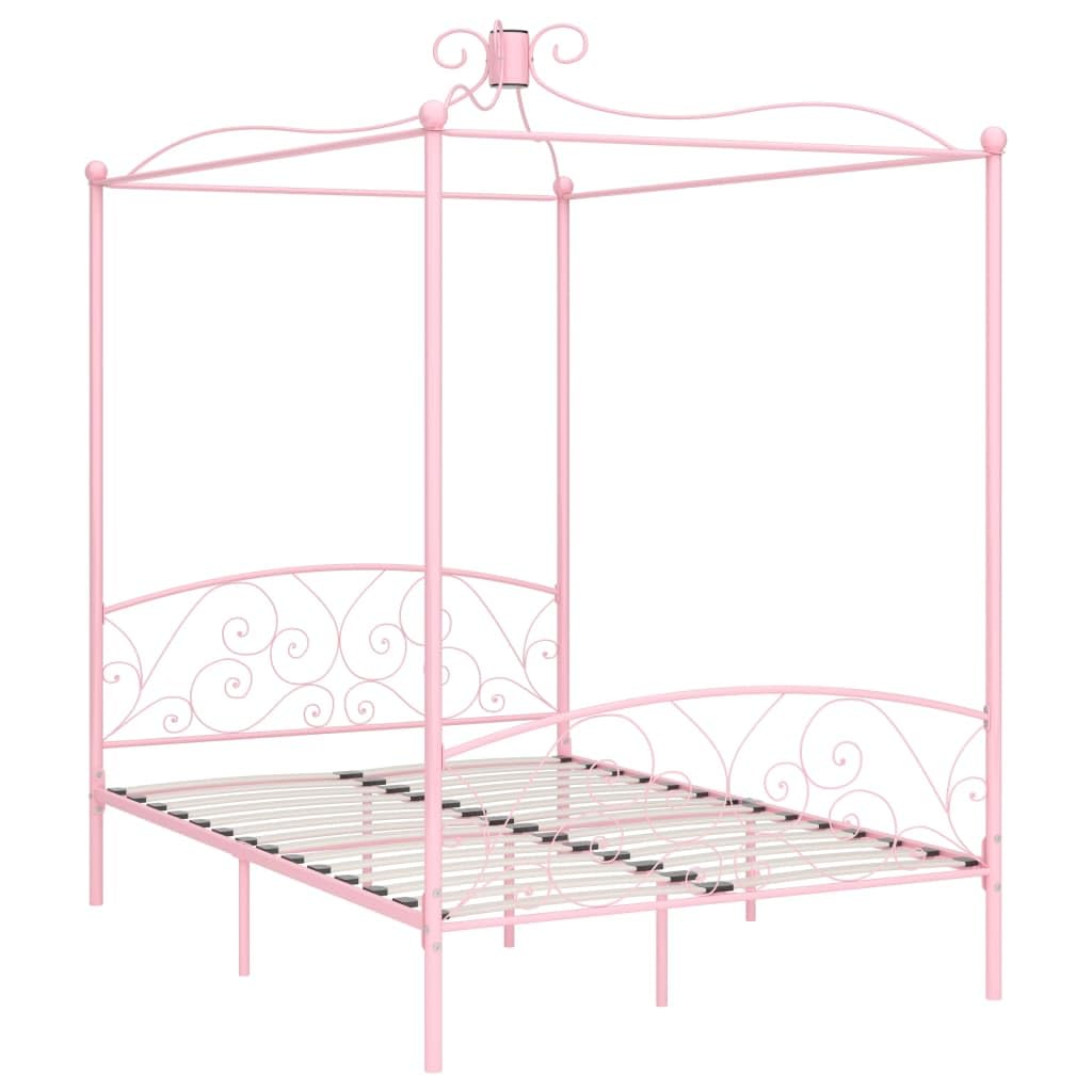 vidaXL Möbel Himmelbett 140x200 cm Metall Grau Lattenrost