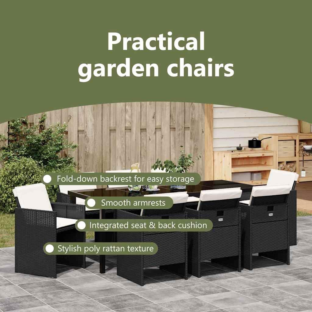 vidaXL Heim & Garten Essgruppe 9-tlg Schwarz Poly-Rattan 200cm