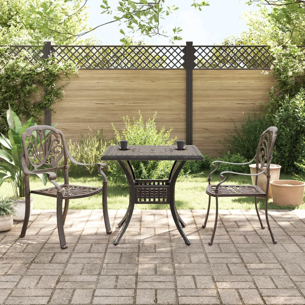 vidaXL Bistro-Set 3-TLG. Bronze Aluminiumguss Gartenmöbel