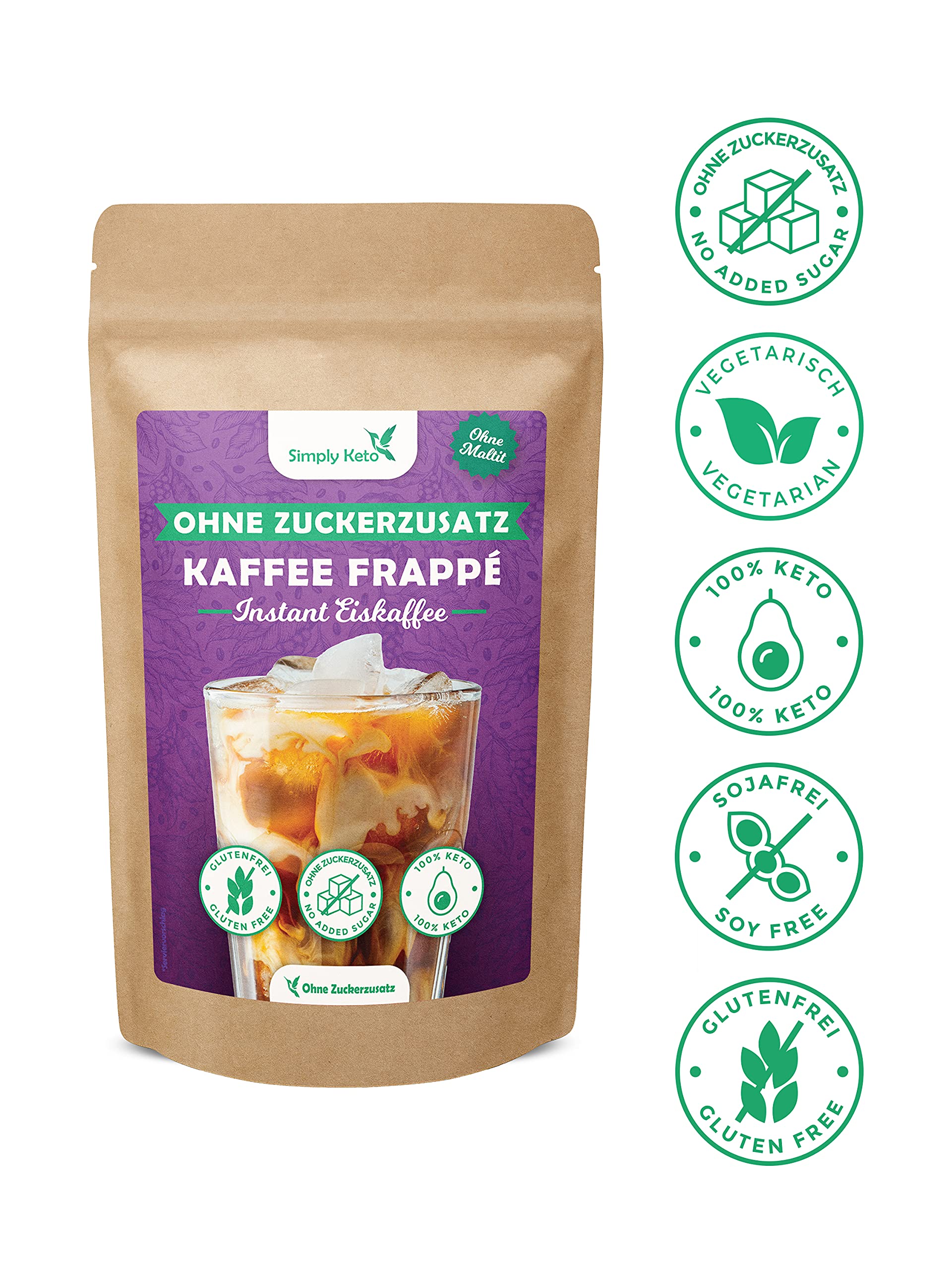 Simply Keto Frappé Eiskaffee Pulver 200g ohne Zucker