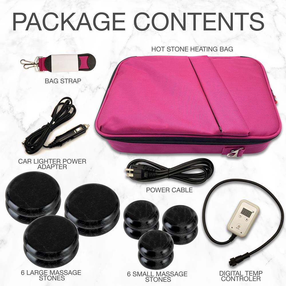 Serenelife Spa Massagesteine Set Basalt Pink 12 Steine
